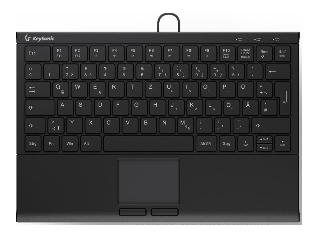 KeySonic KSK-5211ELU (DE) - kompakt tastatur med touchpad, USB, QWERTZ, sort
