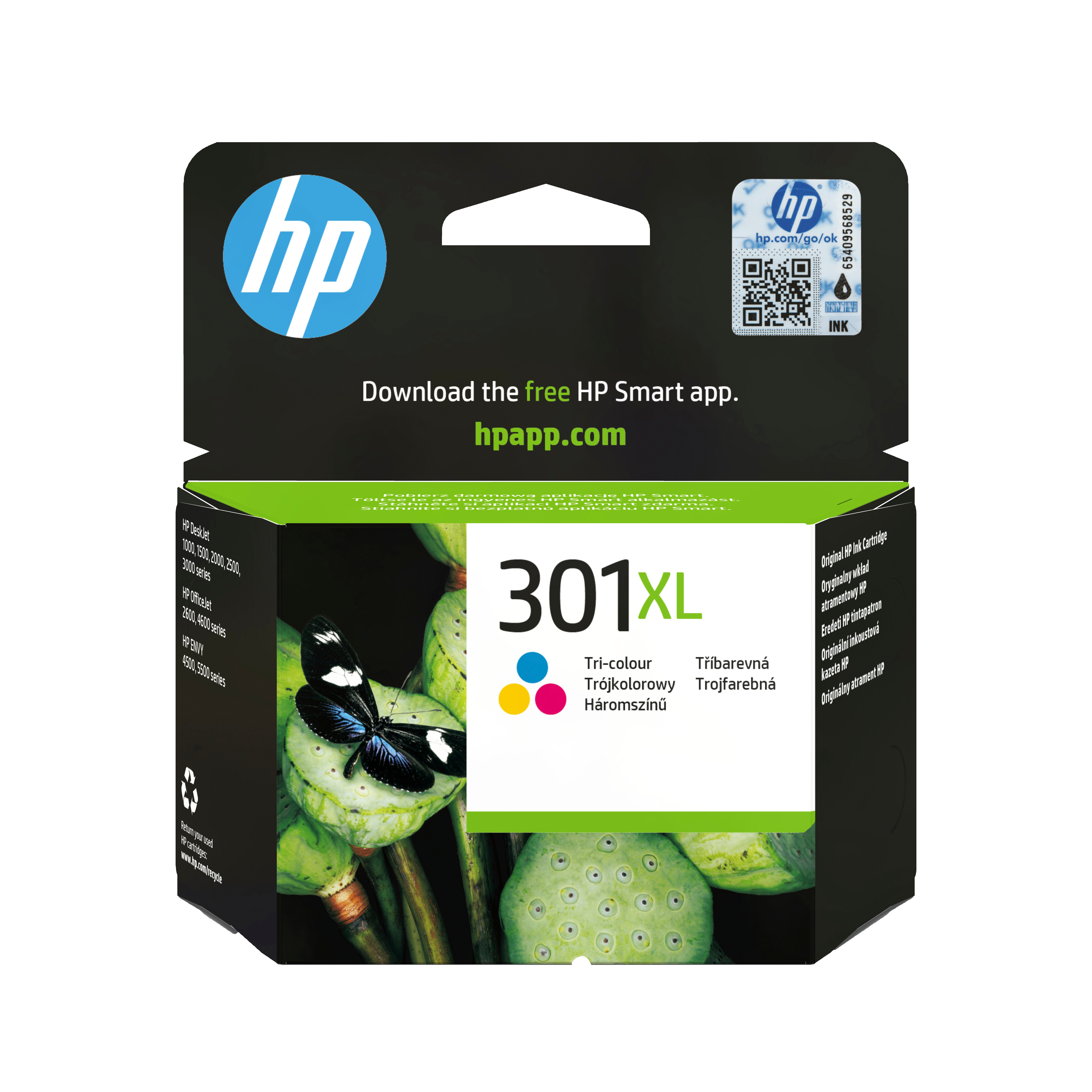 HP 301XL High Yield Tri-color Original Cyan, Magenta, Gul