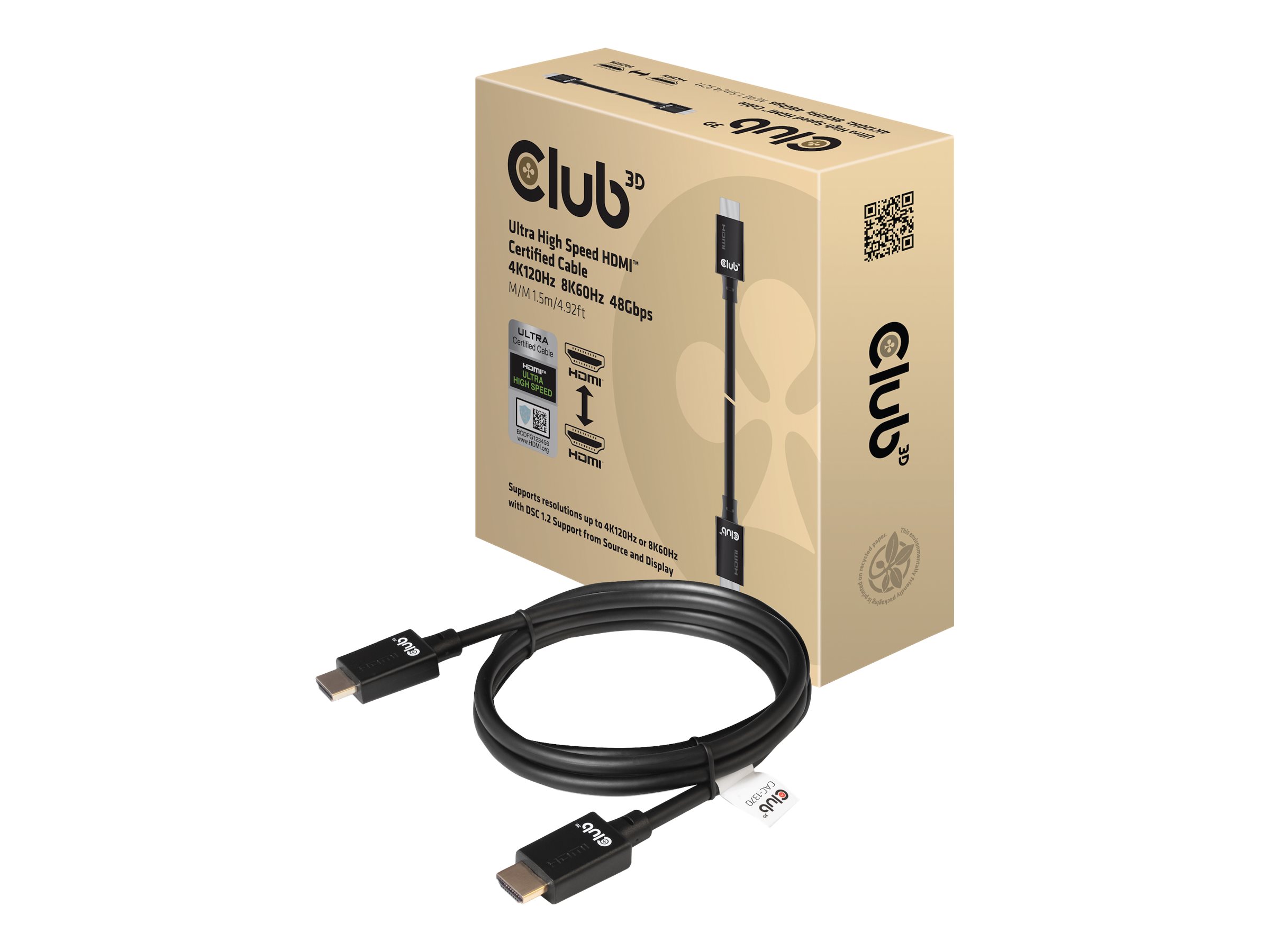 Club 3D CAC-1370 HDMI 2.1 kabel 1.5m Sort