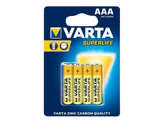 Varta R03/AAA (Micro) (2003) batteri, 4 stk. blister Zink- carbon batteri, 1,5 V