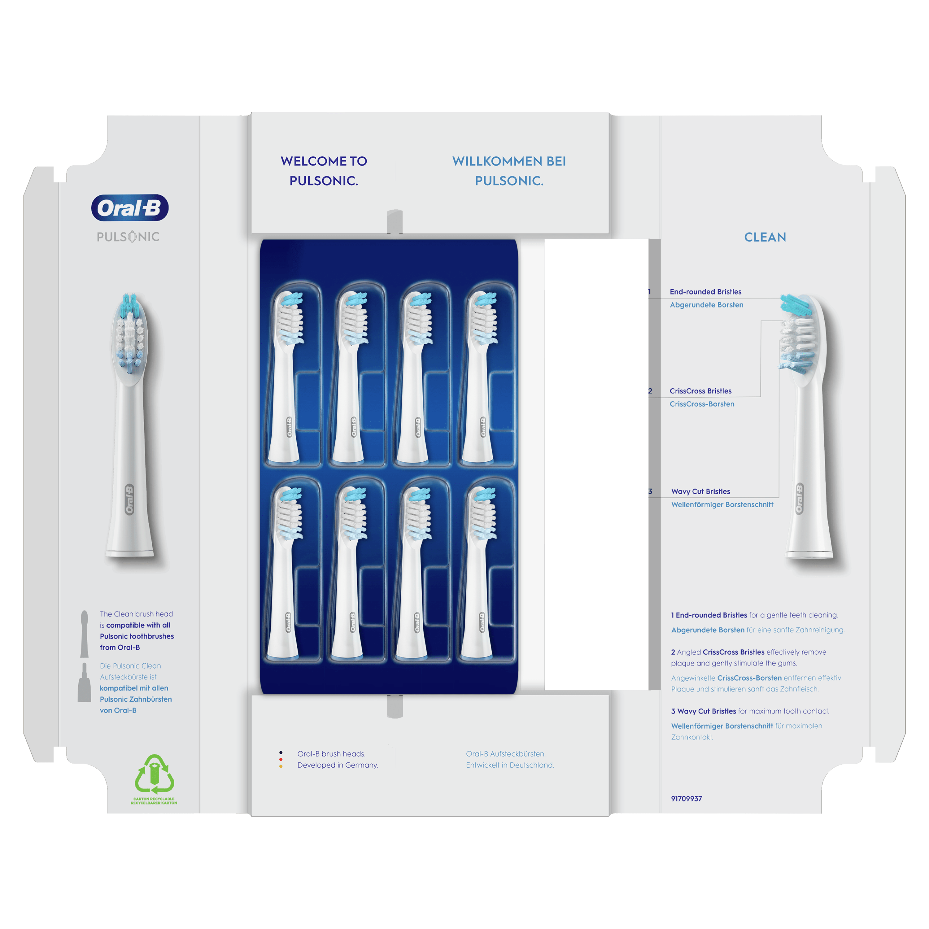 Oral-B Pulsonic Clean 81748491, 8 stk, Hvid, 3 måned(er), Tyskland, Oral-B, Pulsonic Sonic