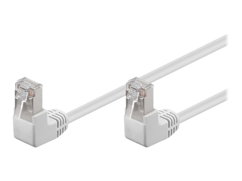 Goobay Netværkskabel CAT 5e vinklet 2x 90°, U/UTP, hvid, 1 m kobberbeklædt aluminiumleder (CCA), 2x RJ45-stik 90 ° (8P8C)
