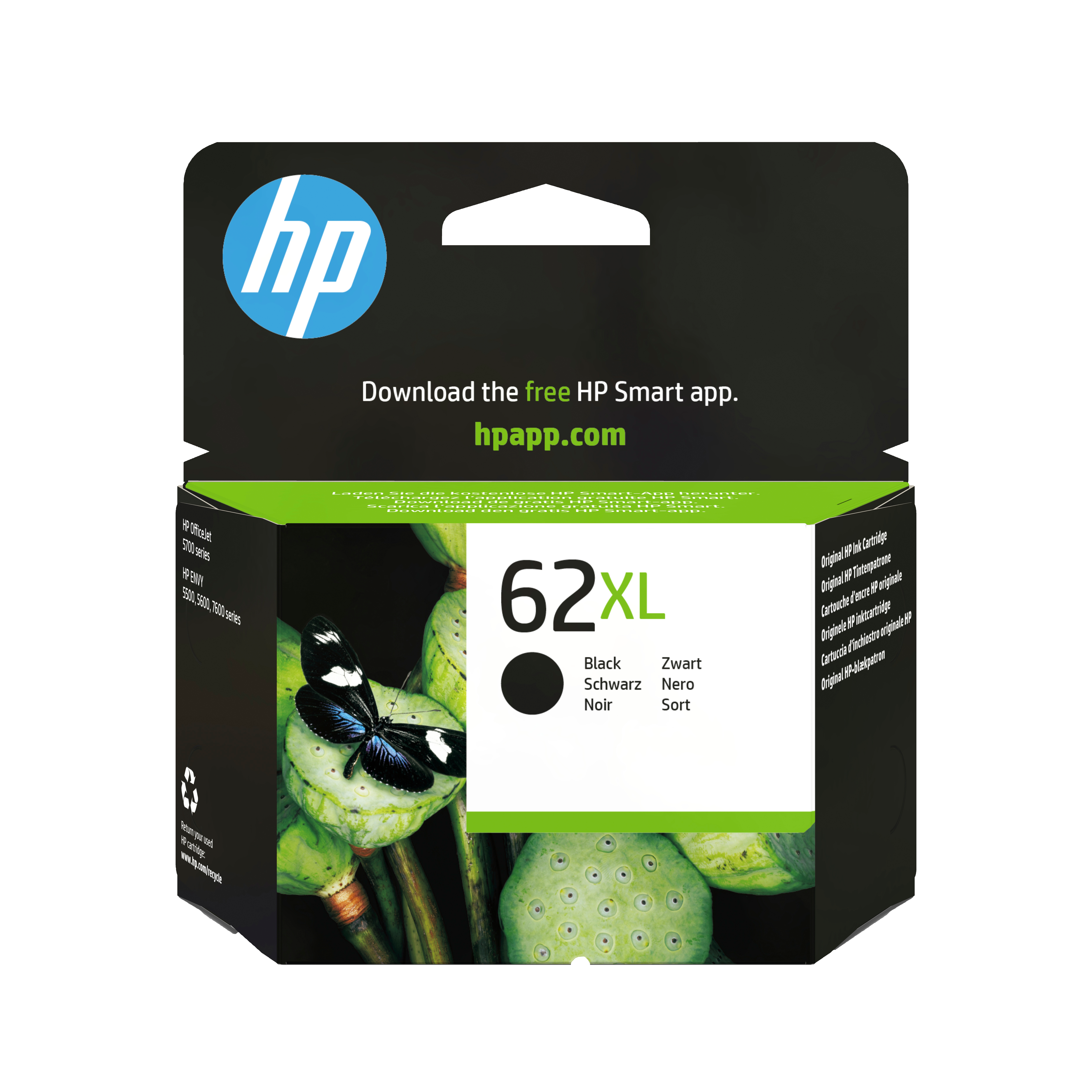 HP 62XL High Yield Black Original Sort 600 sider Blæk