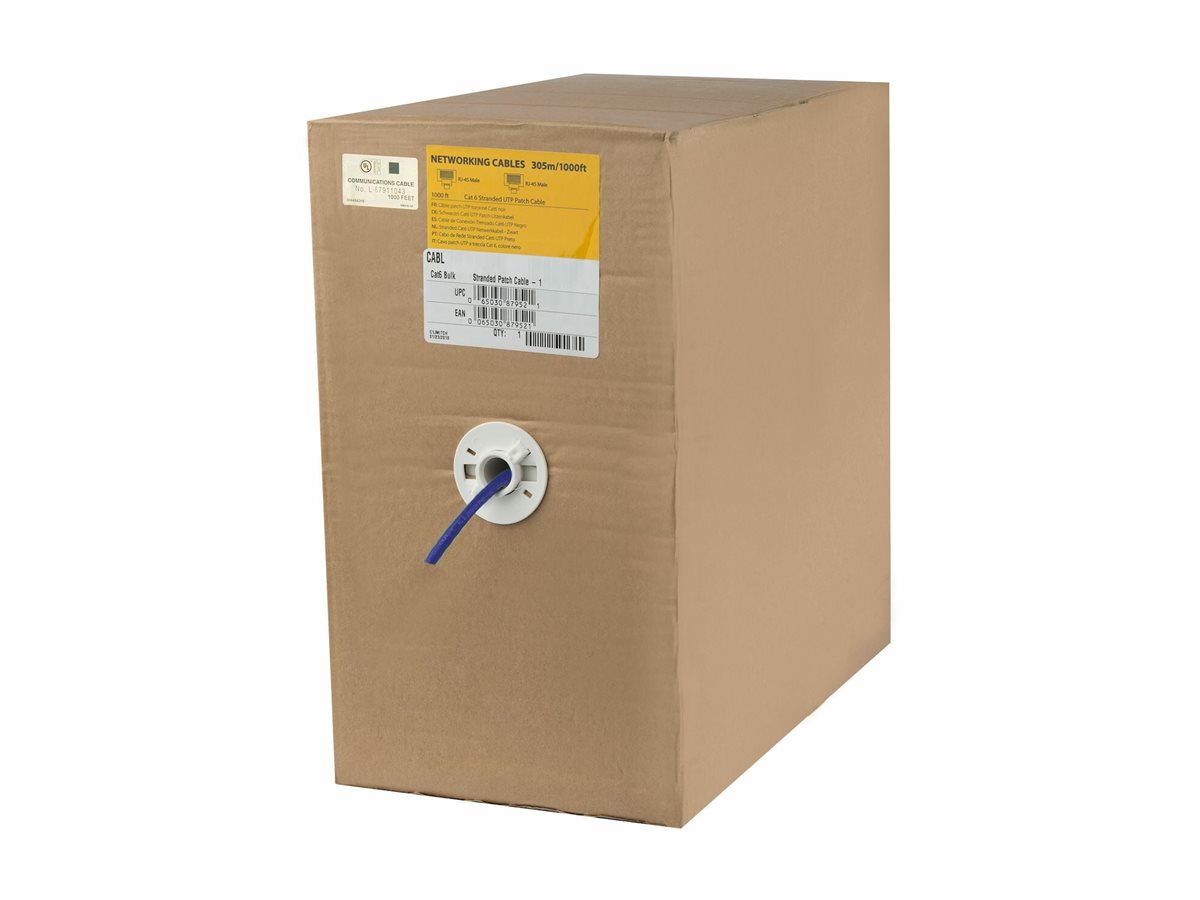 StarTech.com 1000 ft Bulk Cat6 Cable - Stranded - CM-Rated for In-Wall Use - Cat 6 UTP Patch Cable - Blue (WIRC6PATBLRL) CAT 6 Ikke afskærmet
