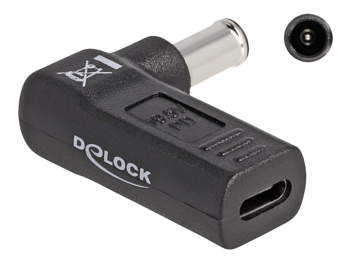 Delock - Strømforsyningsadapter - USB-C (hun) til DC jackstik 6,0 x 4,3 mm (han) - 19.5 V - 3 A - vinklet - sort