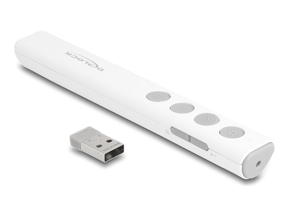 Delock - Fjernbetjening til præsentation - 6 knapper - hvid