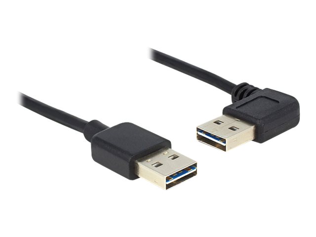 DeLOCK USB cable, turnable USB-A connectors, male, angled, 1m, black