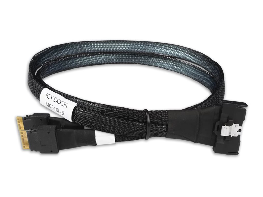 Icy Dock MB310L-B - SAS-kabel 0,5 m (MCIO 8i til 2× SlimSAS 4i) - Sort