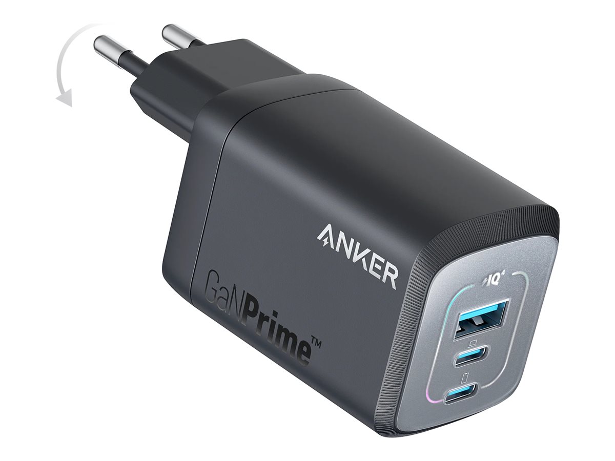 Anker Prime - Strømforsyningsadapter - GaN - AC 100-240 V - 67 Watt - output-stikforbindelser: 3