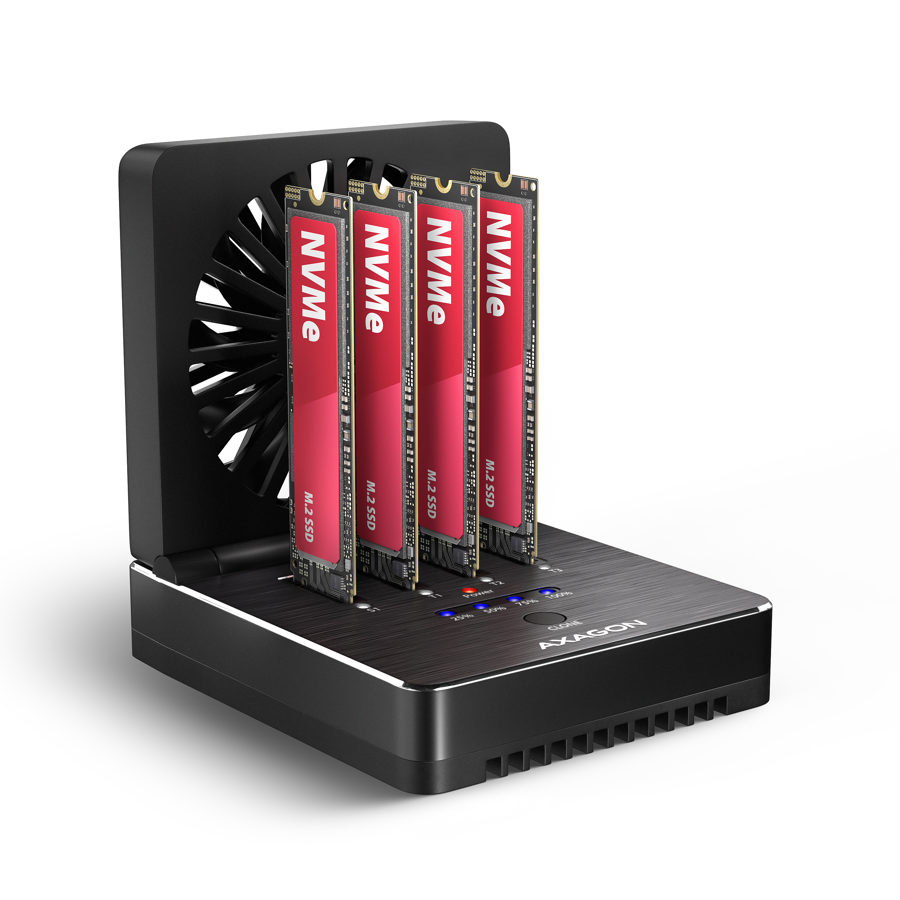 Axagon ADSA-M2C44 dockingstation USB4 til 4× M.2 NVMe SSD med kloningsfunktion