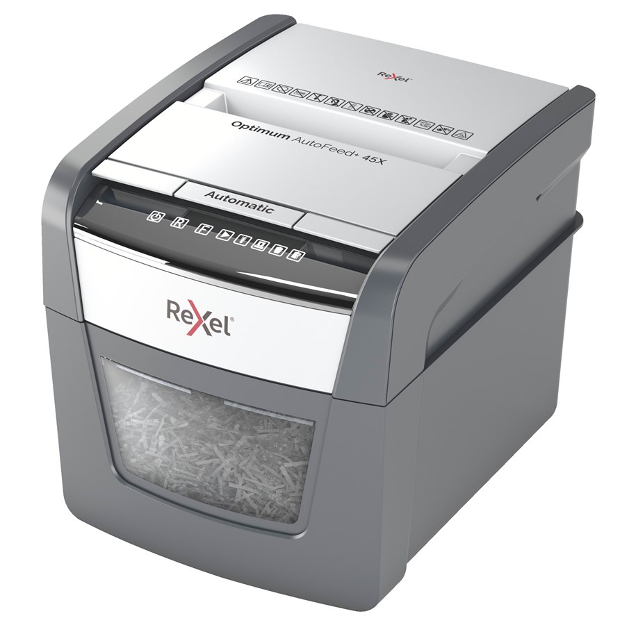 Rexel Makulator Optimum AutoFeed+ 45X krydsmakulering 4x28mm P4, 45 ark