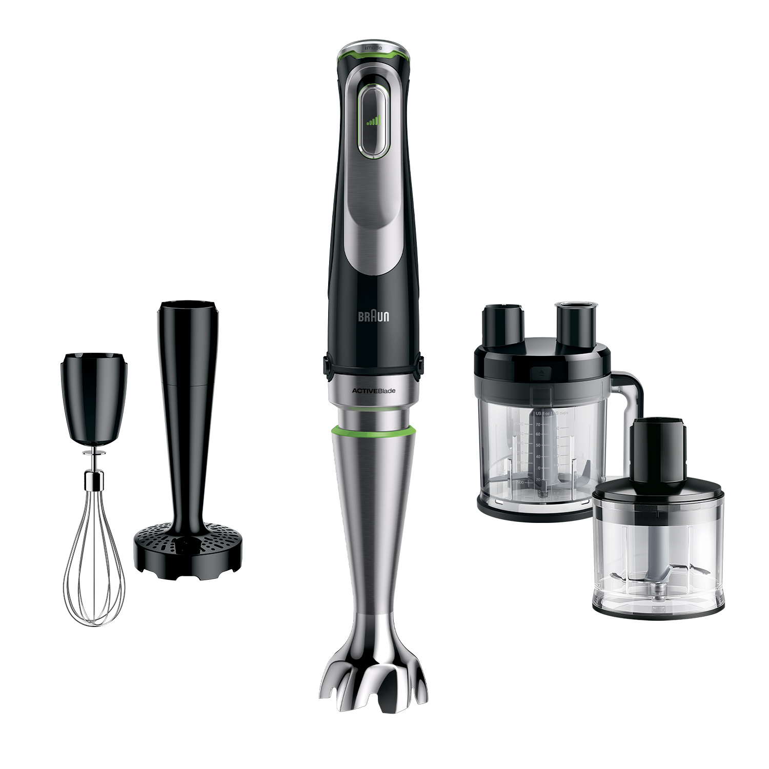 Braun MultiQuick 9 MQ 9195XLI, Nedsænkning blender, 2 L, Knusning af is, 1,2 m, 1200 W, Sort, Rustfrit stål