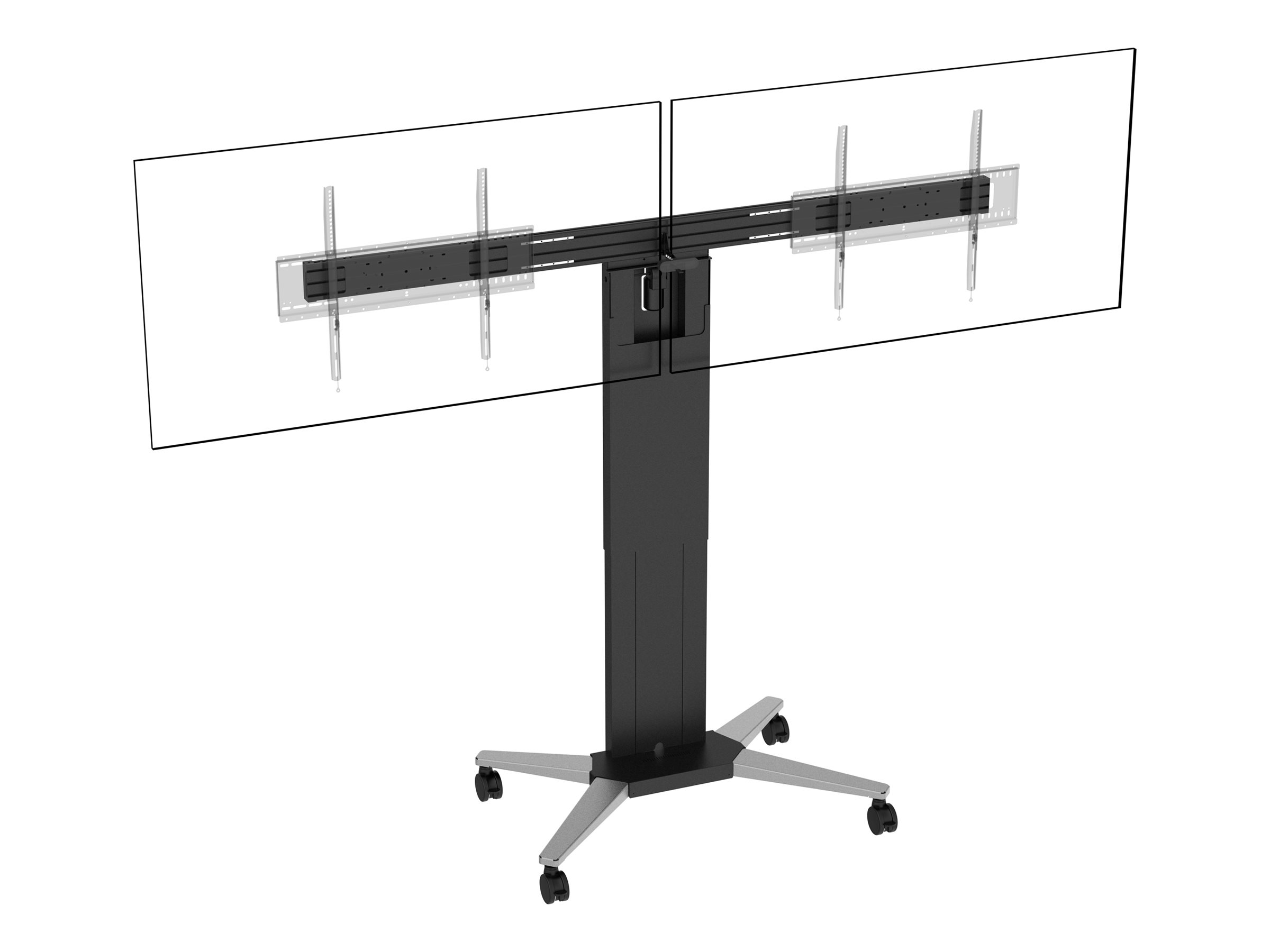 Vision - cart - motorised - for flat panel - trolley - matte black - Maks 130 kg - Maks størrelse 90"