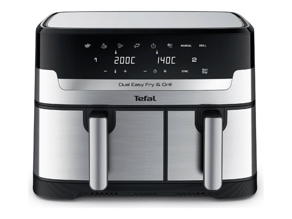Tefal Dual Easy Fry & Grill EY905D, Varmluftsteger, 8,3 L, Dobbelt, Rustfrit stål, Berøring, Enkeltstående