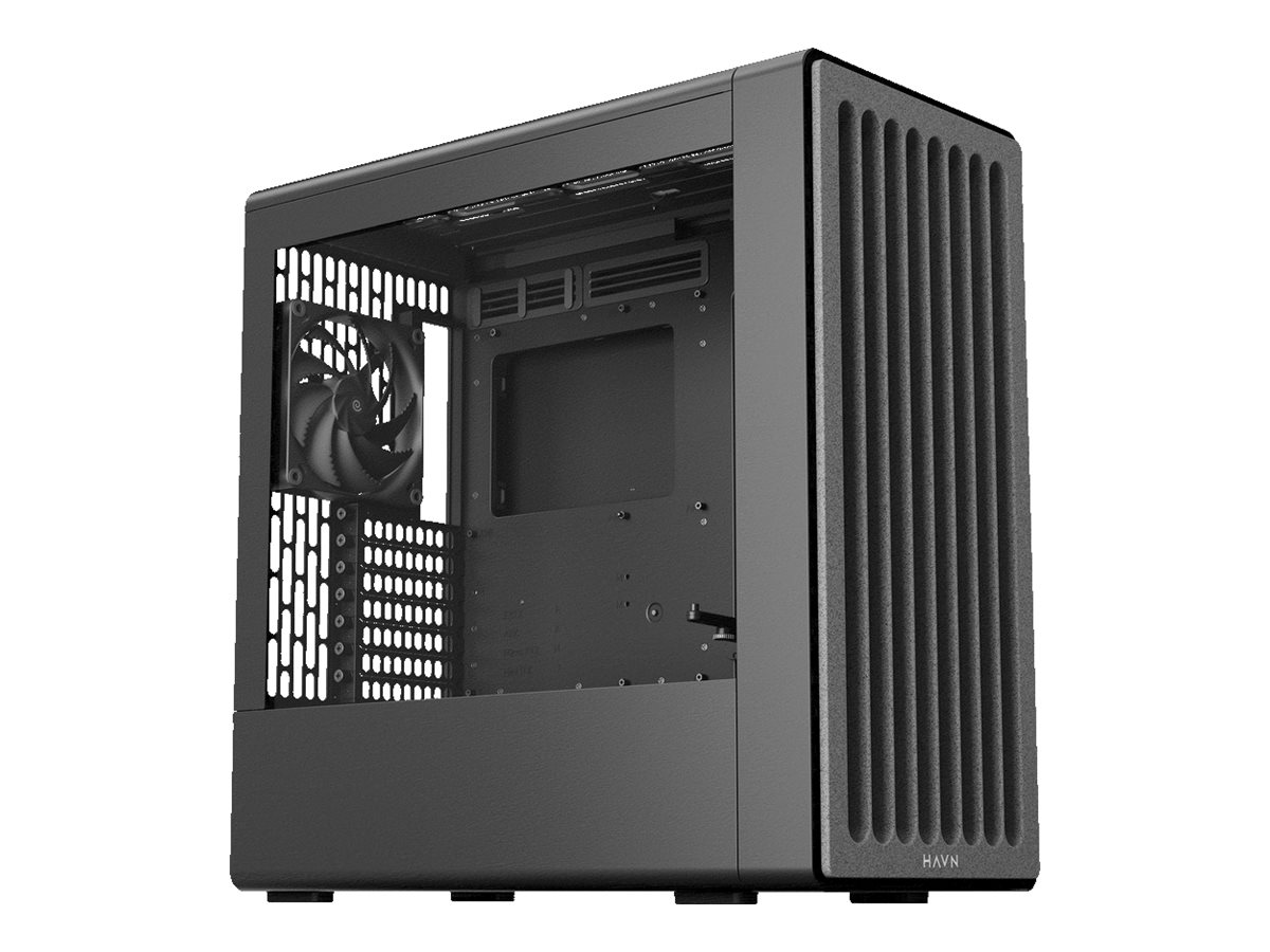 HAVN BF 360 Flow - sort Mid Tower kabinet med præinstallerede high-performance fans - GEEKD.dk