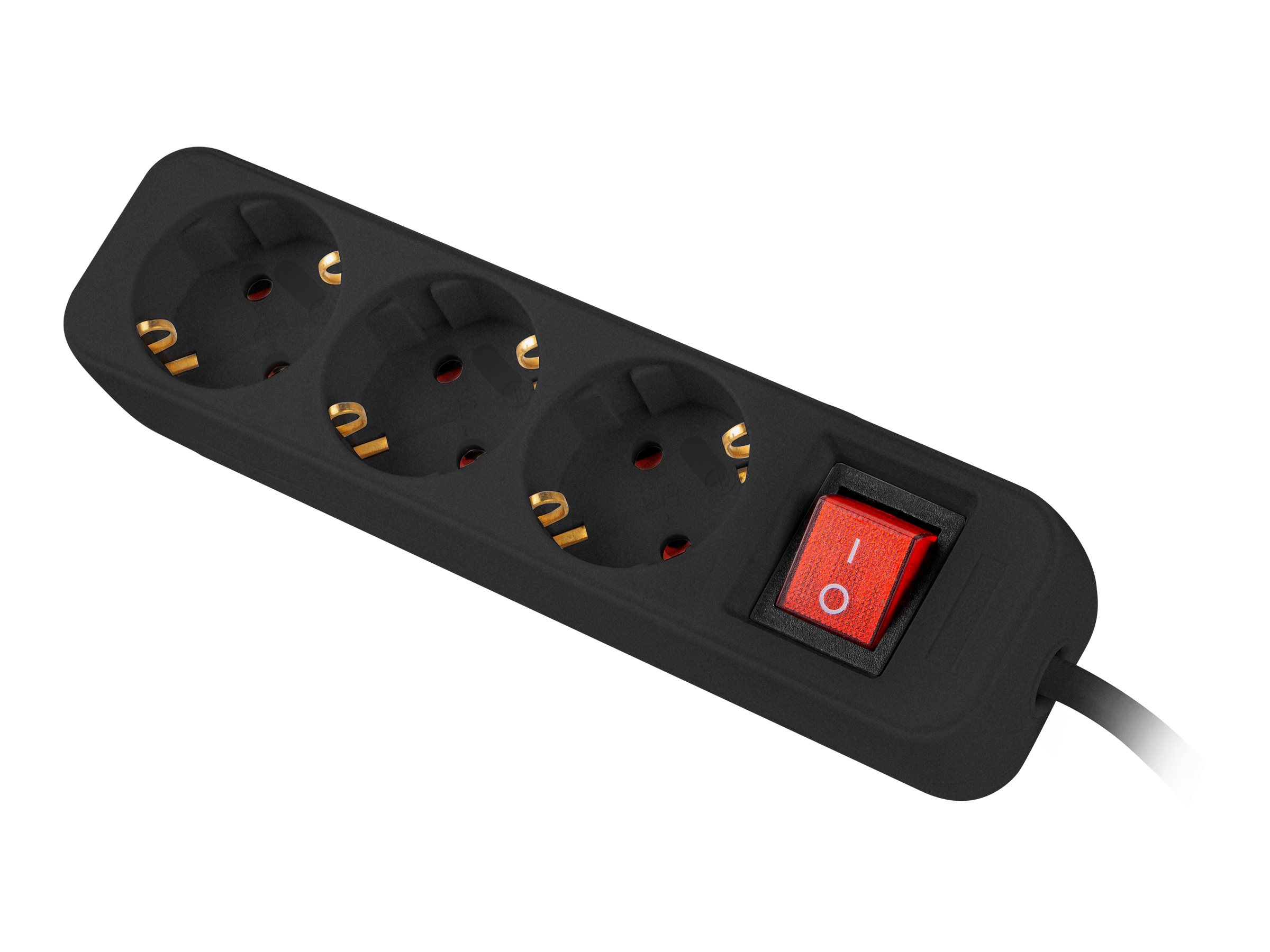 Lanberg Stikdåse 3-stik 10A Sort 1.5m