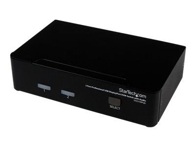 Startech 2 Port DisplayPort KVM Switch - 2560x1600 @60Hz - Dual Port DP USB, Keyboard, Video, Mouse Switch Box w/ Audio for Computers and Monitors (SV231DPUA) - KVM / audio-switch - 2 x KVM / audio - 1 lokalbruger - desktop - for P/N: DP4N1USB6, IM12D1500P, SVA12M2NEUA, SVA12M5NA