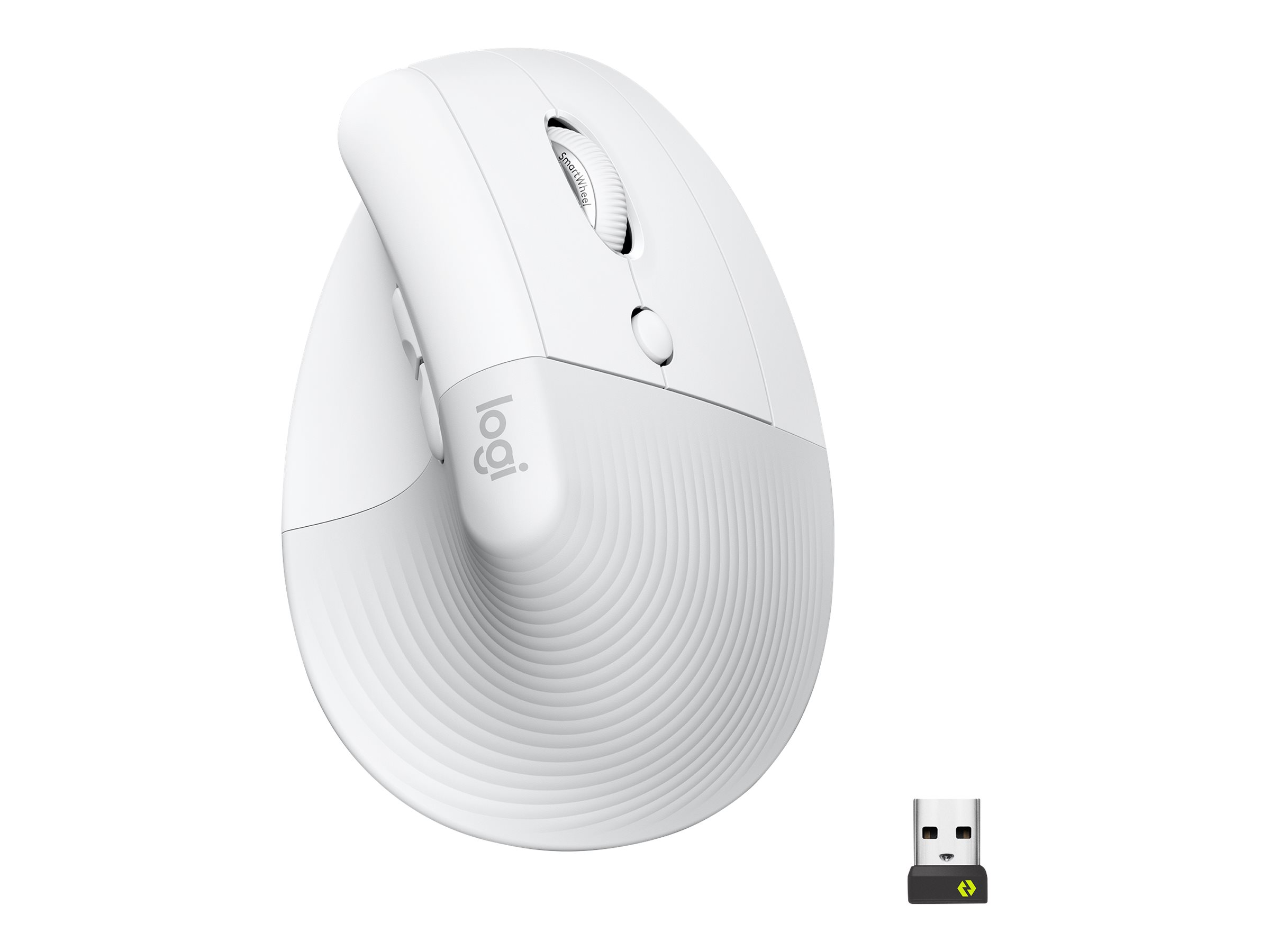 Logitech Lift for Business - Lodret mus - ergonomisk - 6 knapper - trådløs - Bluetooth, 2.4 GHz - Logitech Logi Bolt USB-modtager - off-white