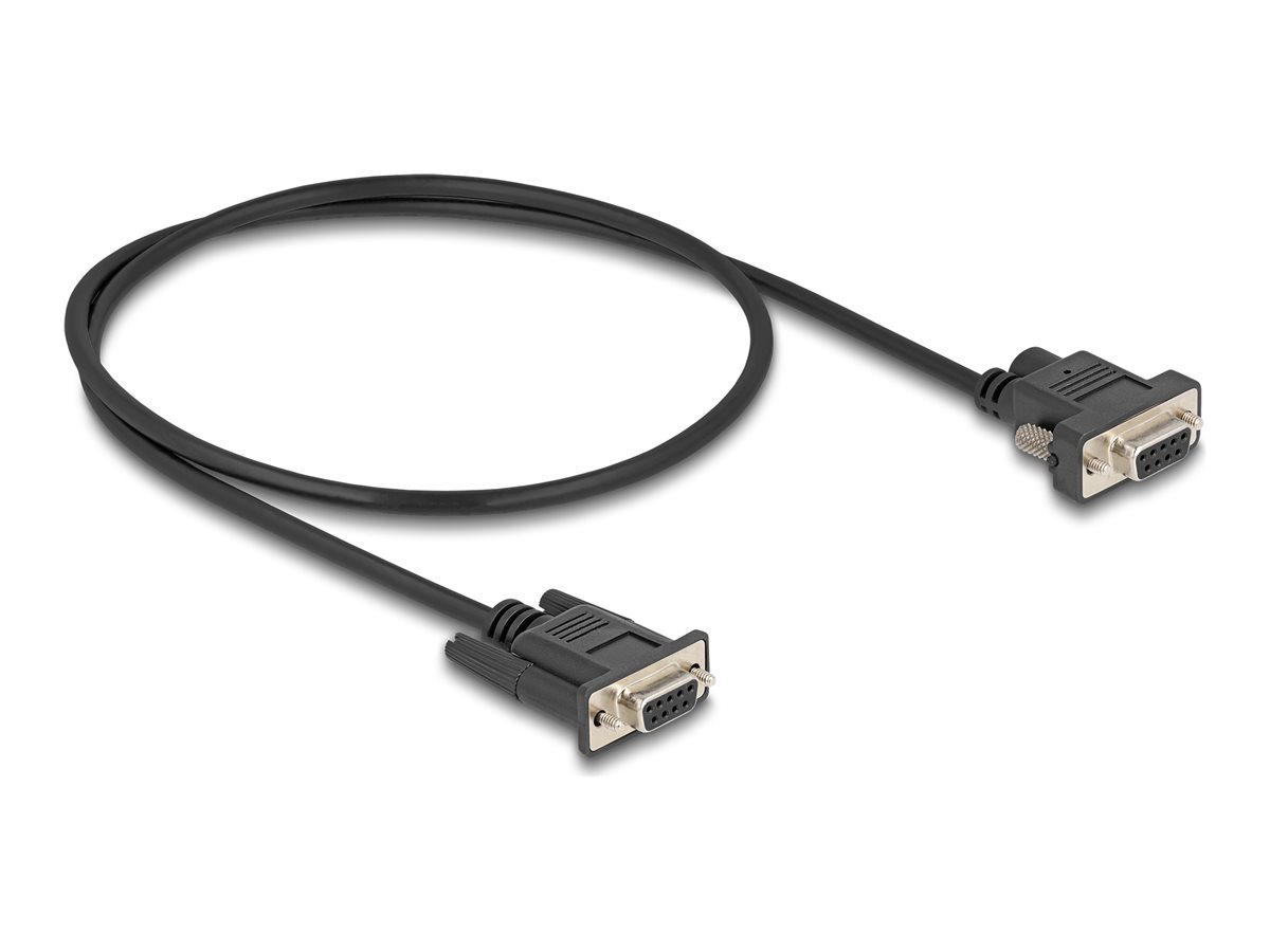 DeLOCK 9-pin D-Sub (DB-9) (female) - 9-pin D-Sub (DB-9) Strøm DC jackstik 5,5 mm (ID: 2,1 mm) (female) Sort 50cm Serielt kabel