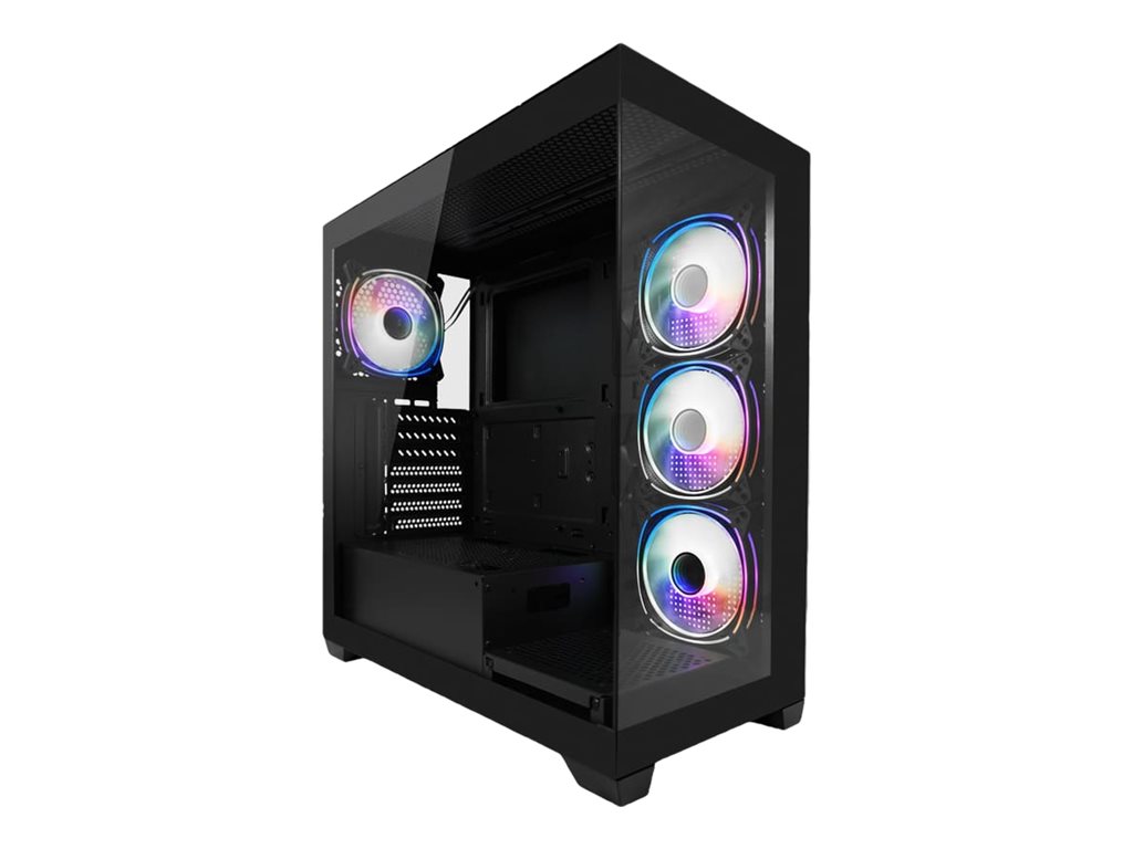 LC Power 715B - Midi-tårn gaming - ATX - sidepanel med vindue (hærdet glas) - sort - USB/Lyd