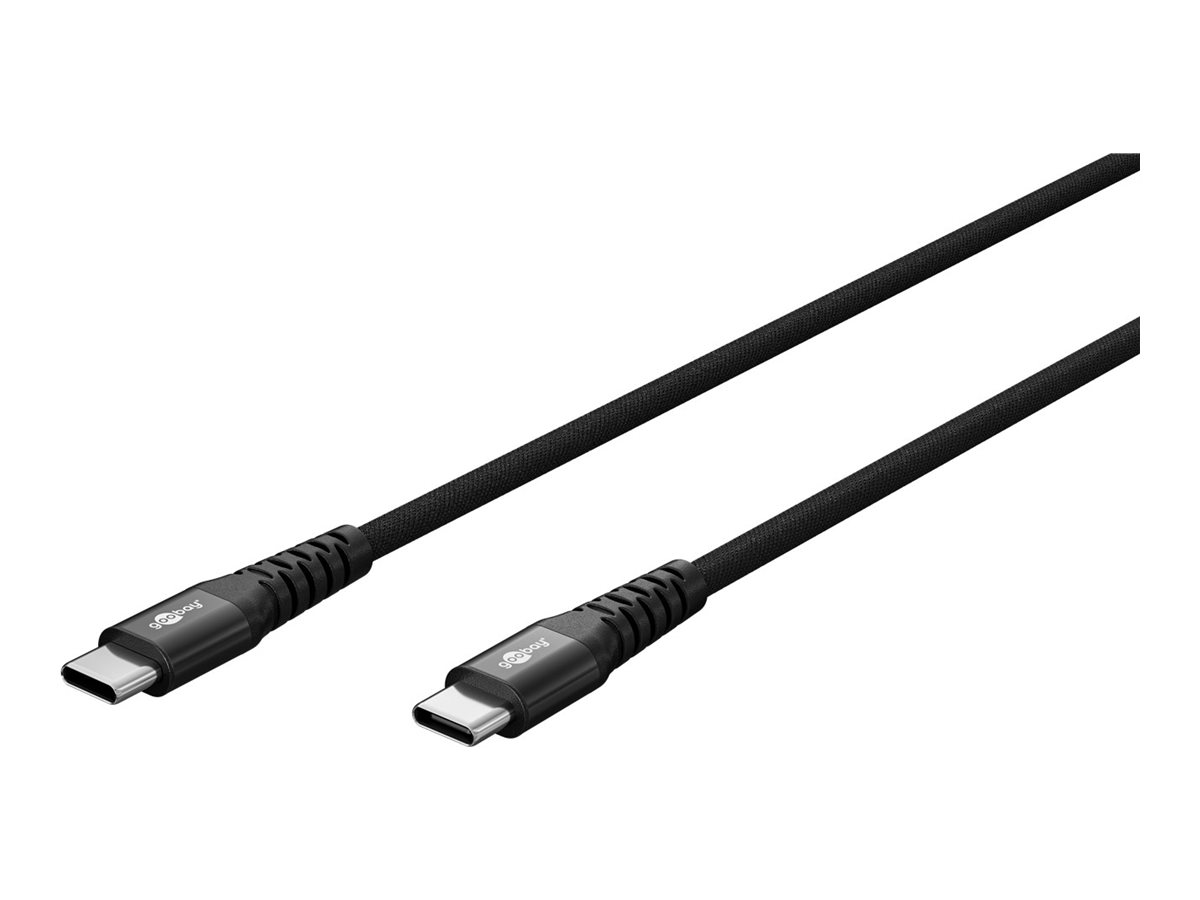 Goobay USB-C™ supersoft textilkabel med metallkontakter, 1 m, svart elegant och extra robust anslutningskabel för enheter med USB-C™-port