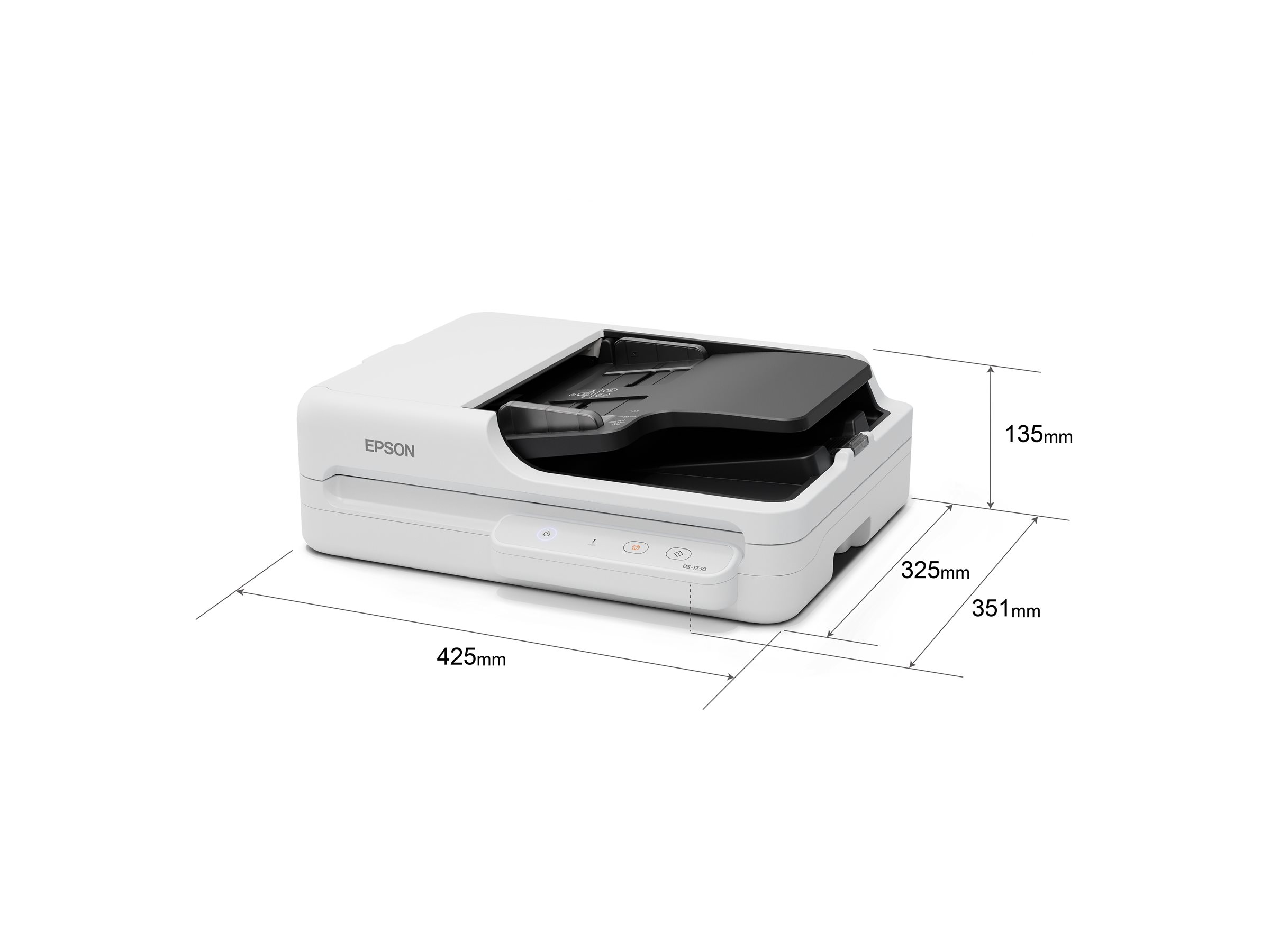 Epson WorkForce DS-1730 - Dokumentscanner - Duplex - 215.9 x 3048 mm - 1200 dpi x 1200 dpi - op til 30 ppm (mono) / op til 30 ppm (farve) - ADF (60 ark) - op til 3000 scanninger pr. dag - USB 2.0