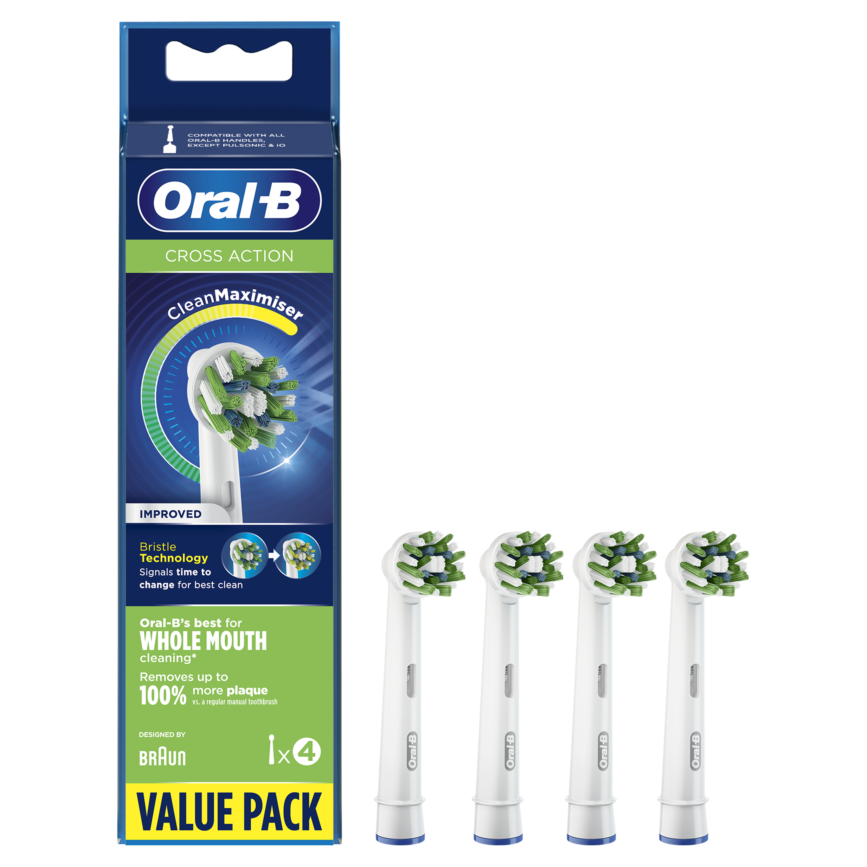 Oral-B CrossAction 80338435 Tandbørstehoveder 4-pack Hvid