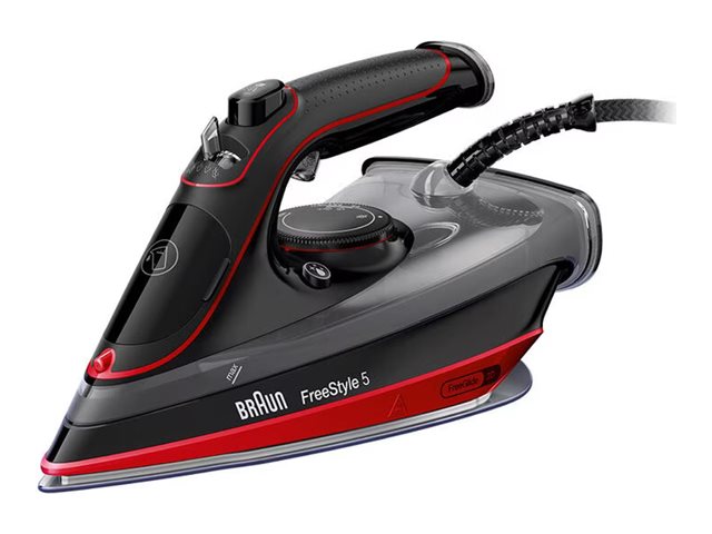 Braun TexStyle 5 SI 5057 RD, Dampstrygejern, Keramisk strygesål, 2 m, 220 g/min, Sort, Rød, 50 g/min