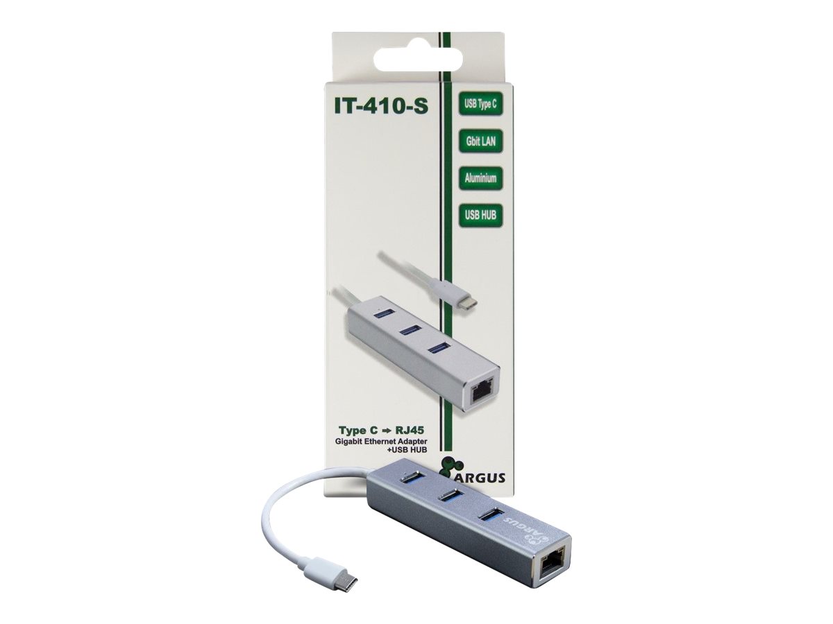 Inter-Tech Argus IT-410-S USB hub - 3 ports - Sølv