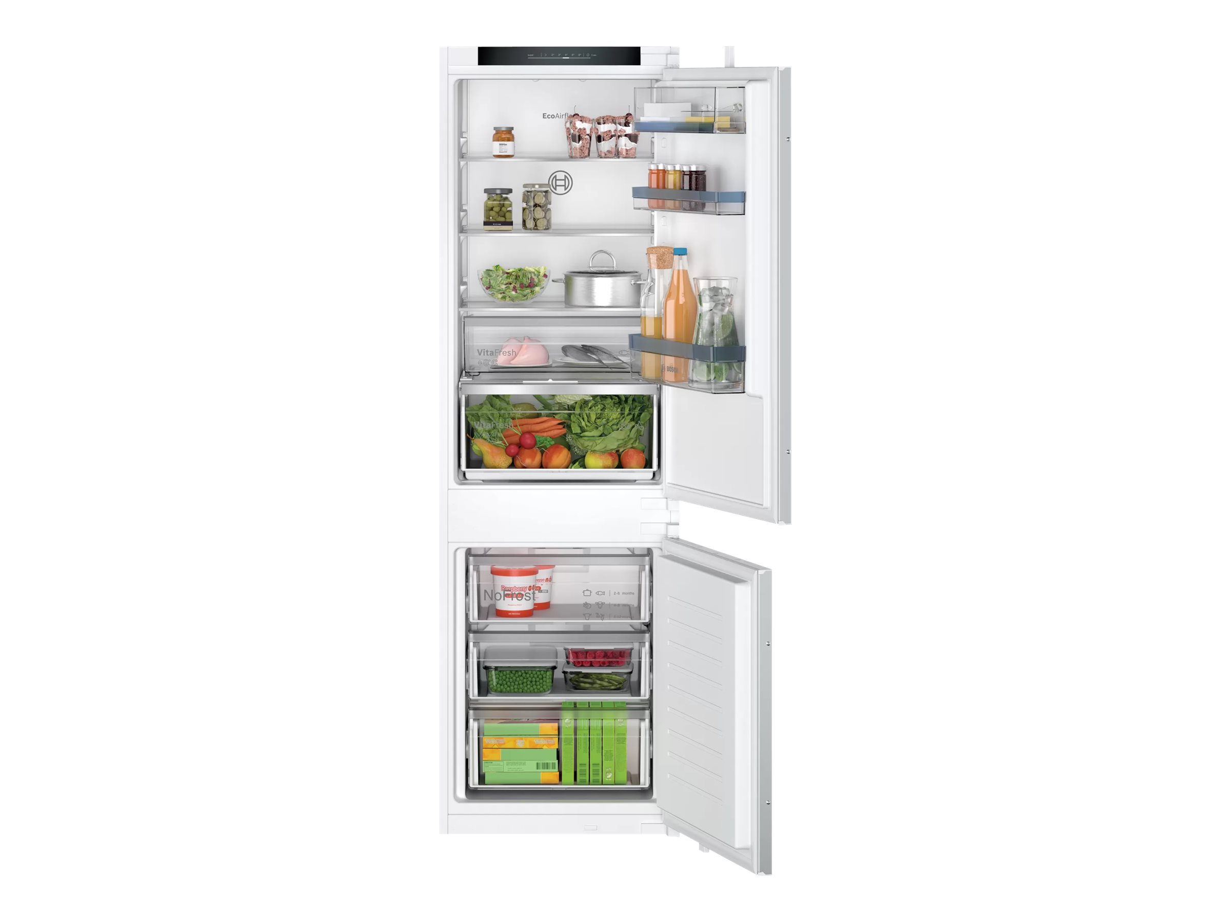 Bosch Serie | 4 KIN86VSE0 - Køleskab/fryser - bund-fryser - til indbygning - niche - bredde: 56 cm - dybde: 55 cm - højde: 177.5 cm - 260 liter - Kla