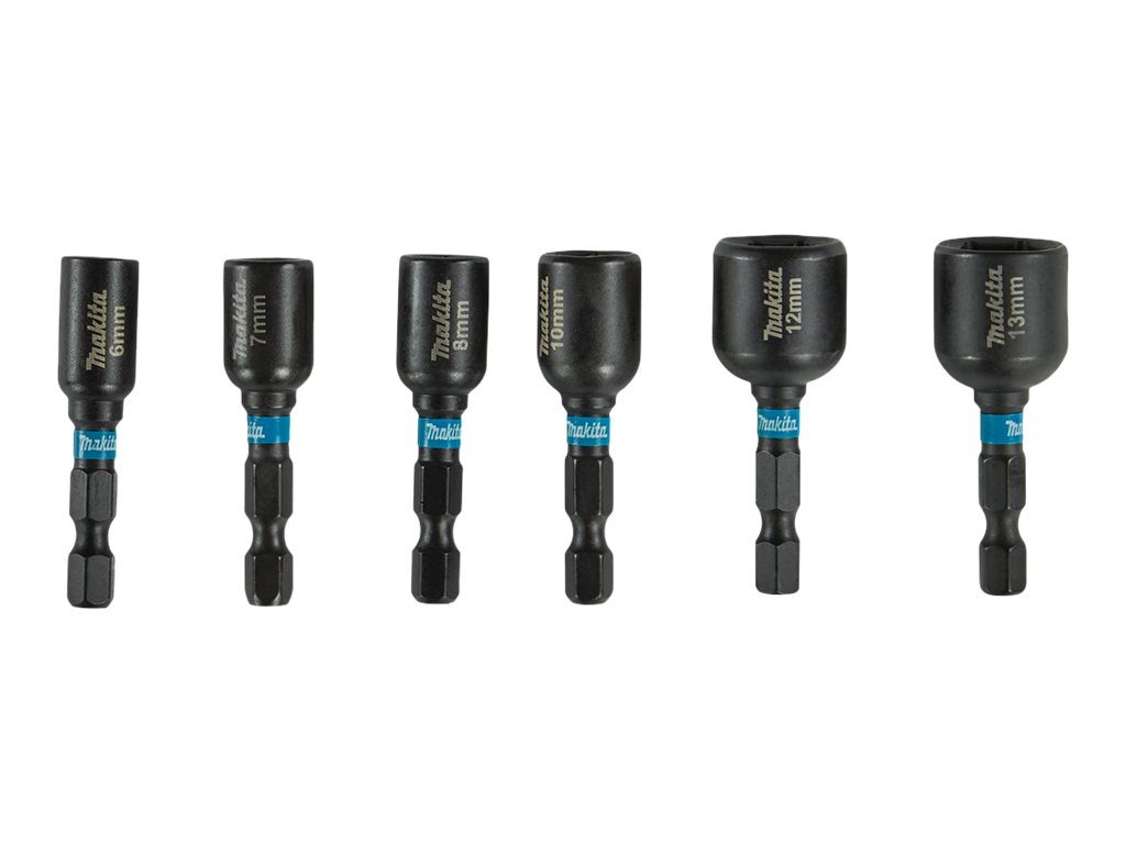 Makita Impact Black - Stødsokkel-bitsæt - 6 stykker - sekspunkts - 6 mm, 7 mm, 8 mm, 10 mm, 12 mm, 13 mm - sekskantet - længde: 50 mm
