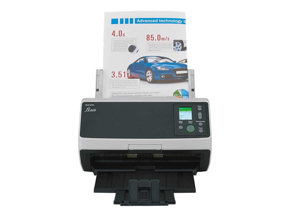 Ricoh fi-8170 - Dokumentscanner - Dual CIS - Duplex - 216 x 355.6 mm - 600 dpi x 600 dpi - op til 70 ppm (mono) / op til 70 ppm (farve) - ADF (100 ark) - op til 10000 scanninger pr. dag - USB 3.2 Gen 1, Gigabit LAN - for P/N: PA03770-0015, PA03810-0001, PA03810-0020, PA03810-D201, PA43404-A433, PA43404-A665