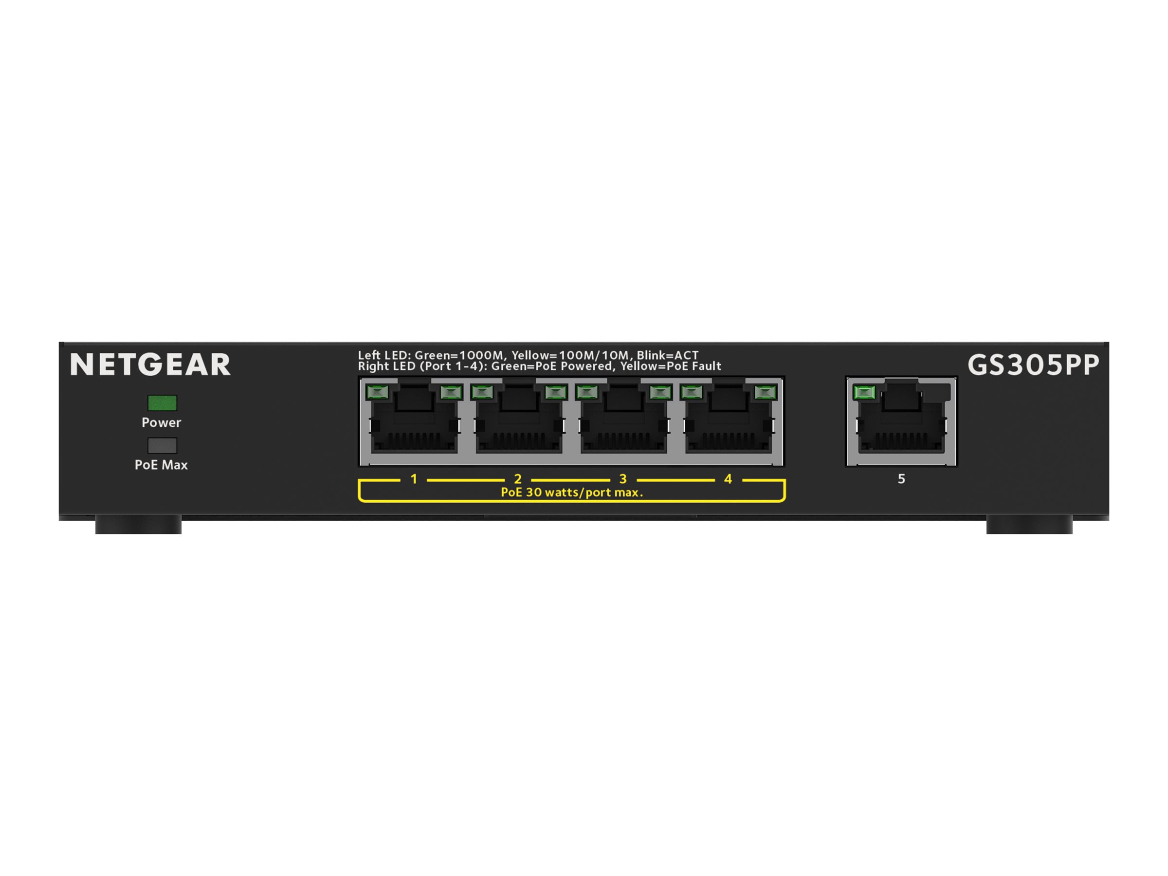Netgear GS305PP 5-Port Gigabit Ethernet SOHO Unmanaged Switch 4-Ports PoE+ (83W)