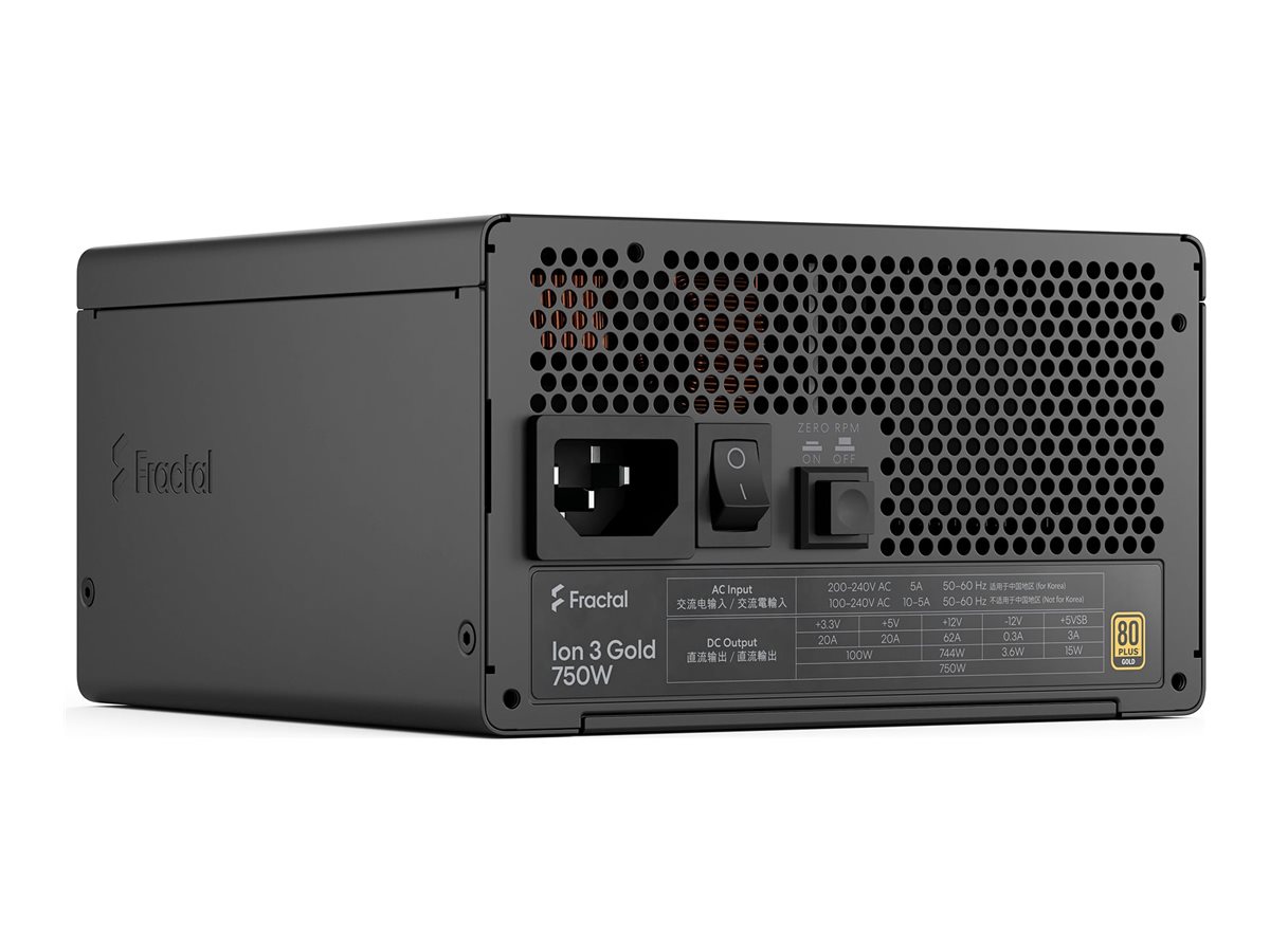 Fractal Design Ion 3 Gold 750W Strømforsyning - 750 Watt - 140 mm - ATX 3.1 - 80 Plus Gold certified