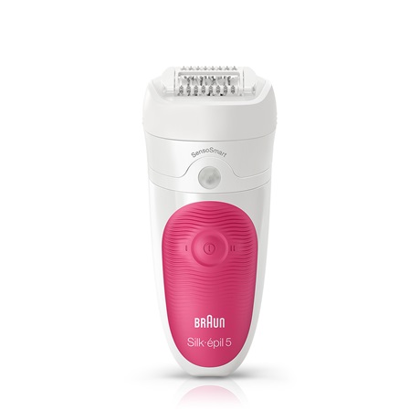 Braun Silk-épil 5-500 SensoSmart Wet & Dry, Pink, Hvid, 28 pincetter, 1 t, 30 min.