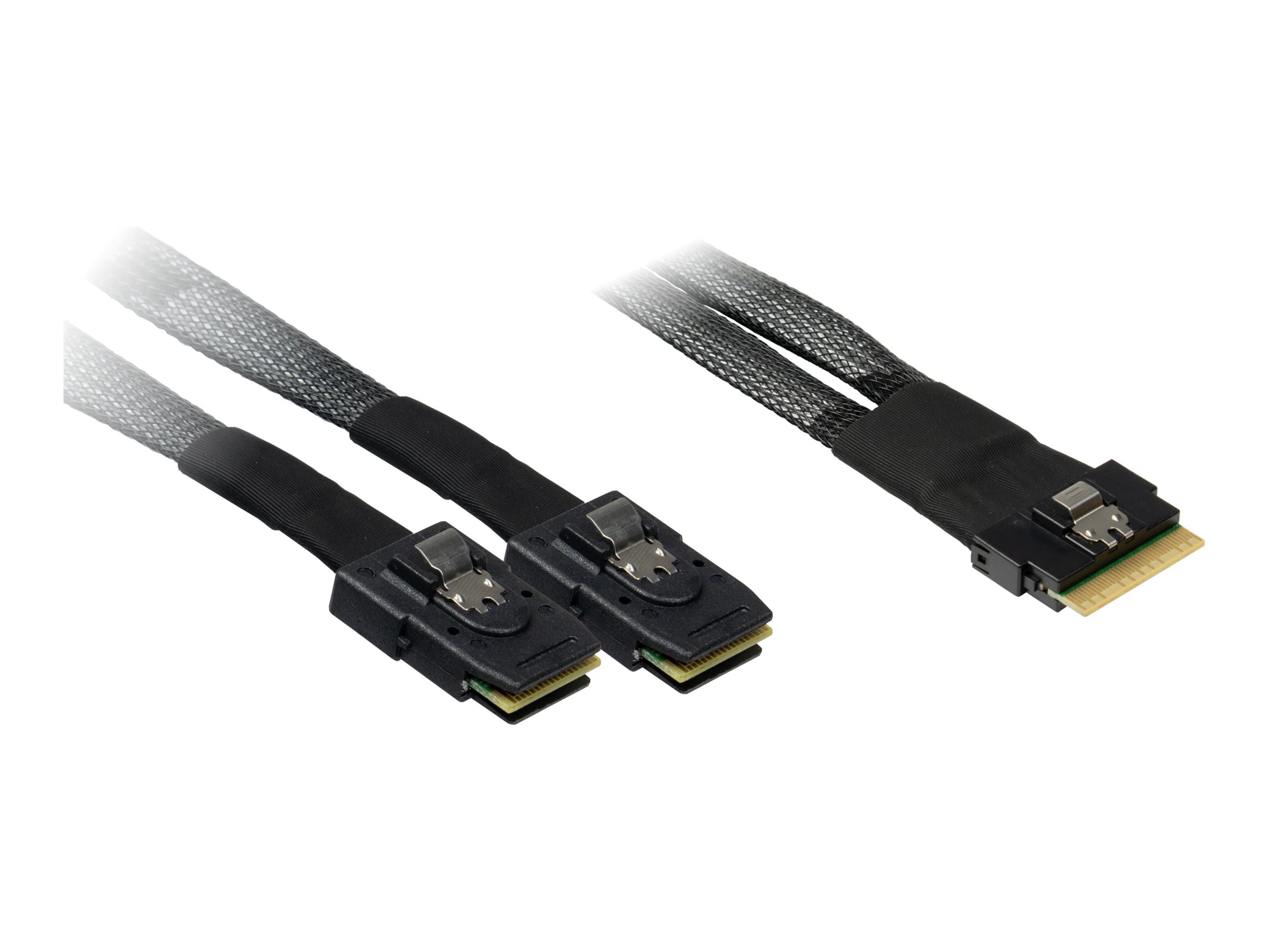 Inter-Tech - SAS internt kabel - SAS 24Gbit/s - 8i Slim SAS (SFF-8654) (han) til 36 pin 4i Mini MultiLane (han) - 75 cm