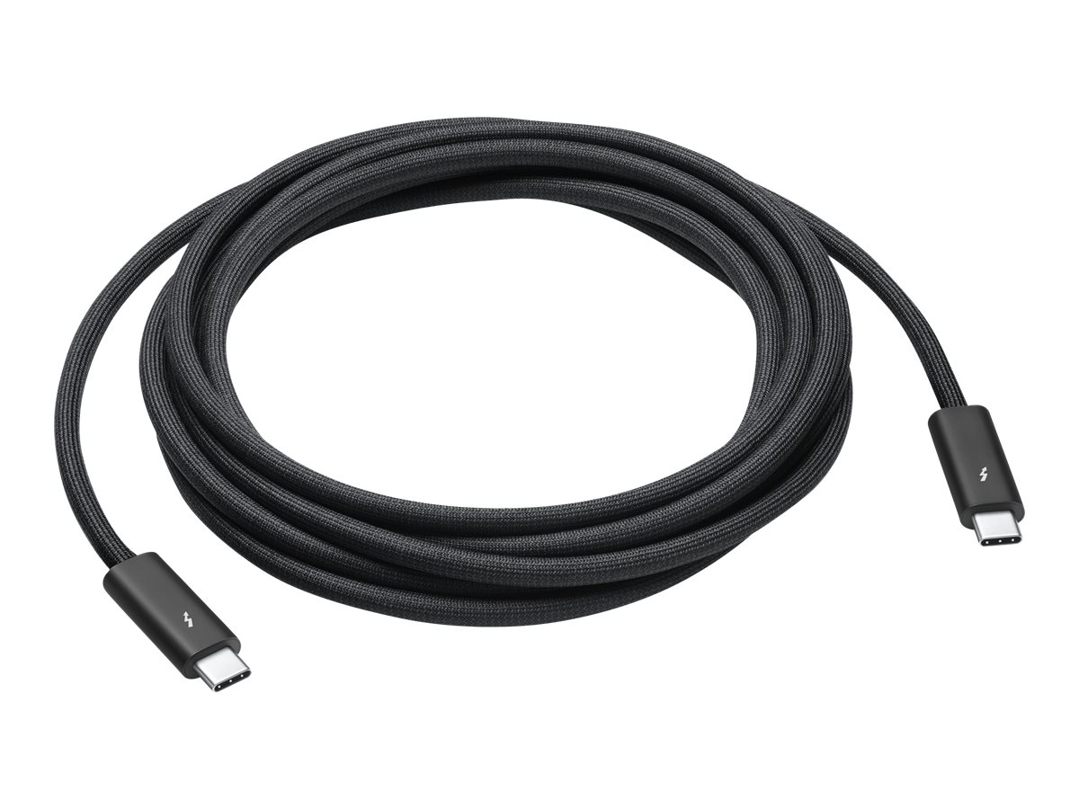 Apple Thunderbolt 4 Pro - Thunderbolt kabel - USB-C (han) til USB-C (han) - USB 3.2 / USB4 / Thunderbolt 3 / Thunderbolt 4 / DisplayPort - 3 m - aktiv, seriekædesupport - sort