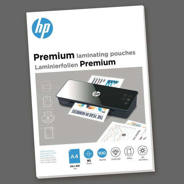 Lamineringslommer A4 - HP Premium, 80 µm, 100 stk.