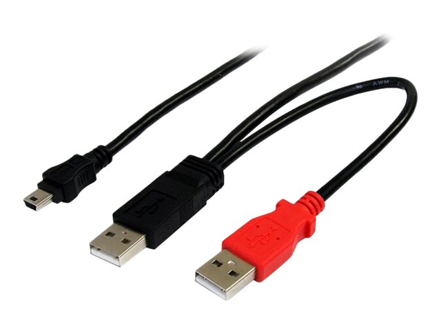 StarTech.com 6 ft USB Y Cable for External Hard Drive - USB A to mini B - USB cable - USB (M) to mini-USB Type B (M) - USB 2.0 - 6 ft - black -