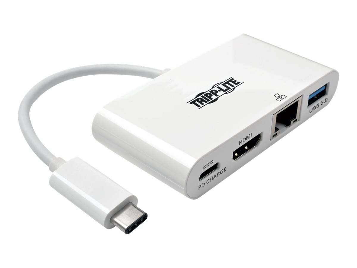 Eaton Series USB C to HDMI Multiport Video Adapter Converter w/ USB-A Hub USB-C PD Charging Gigabit Ethernet Port Thunderbolt 3 Compatible USB Type C to HDMI USB Type-C