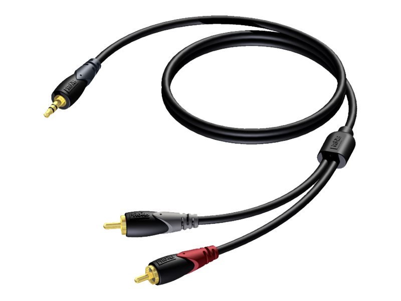 Procab CLA711 - Minijack 3,5mm Stereo Han til 2xPhono/RCA Han Kabel 3 meter