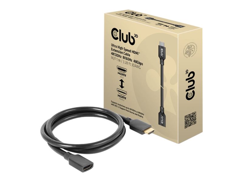 Club 3D CAC-1322 HDMI 2.1 forlængerkabel 1 m Sort