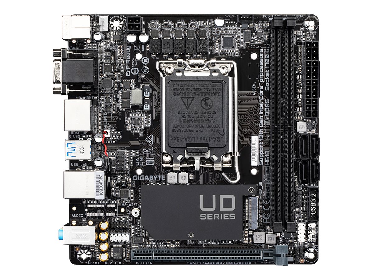 GIGABYTE H610I Bundkort - Intel H610 - Intel LGA1700 socket - DDR5 RAM - Mini-ITX