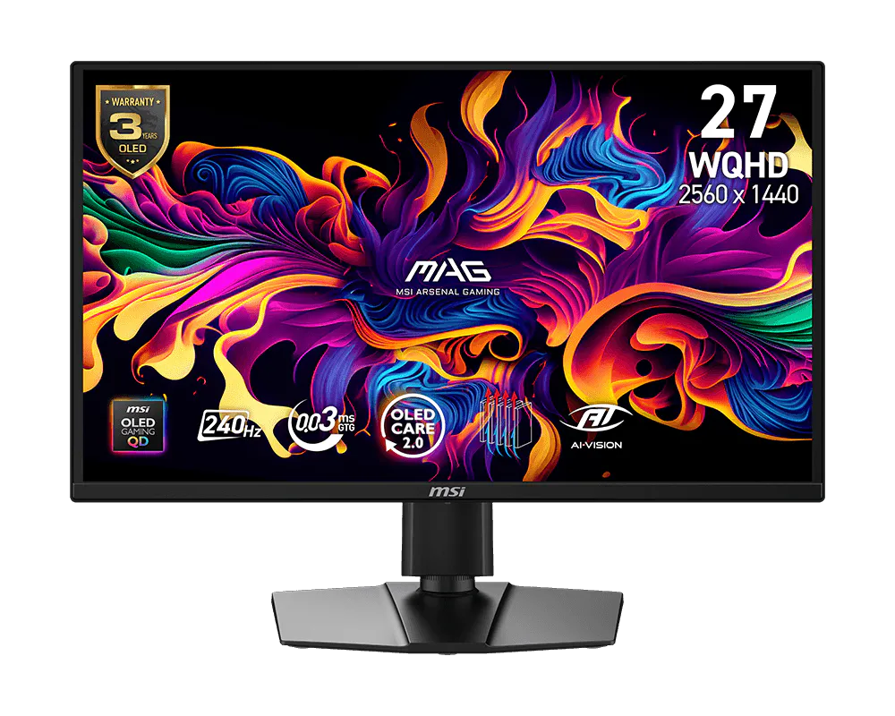 MSI MAG 272QPDE QD-OLED X24 computerskærm 67,3 cm (26.5") 2560 x 1440 pixel Wide Quad HD Sort