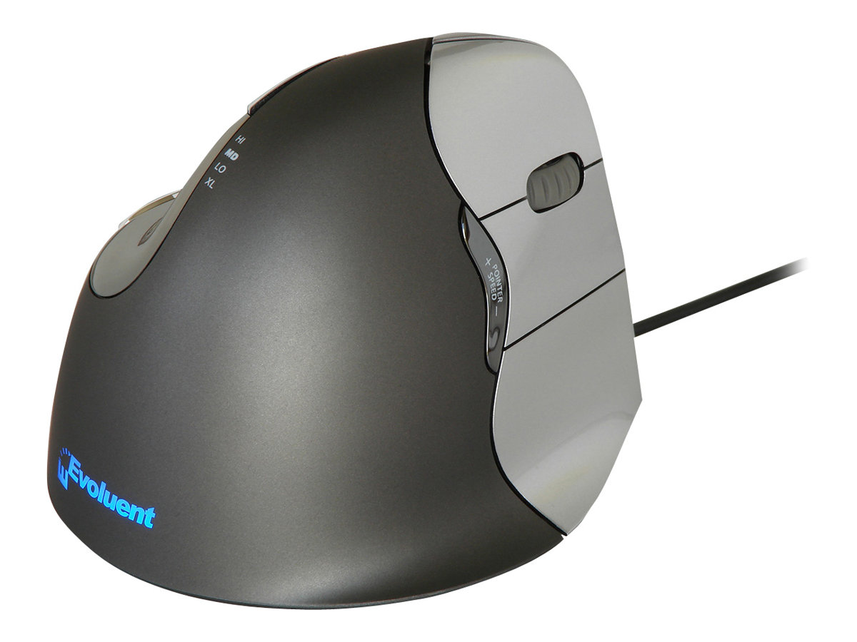 Evoluent VerticalMouse 4 Right - VM4R - Vertical mouse - Optisk - 6 knapper - Grå