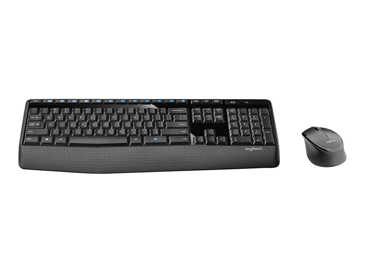 Logitech Wireless Combo MK345 - Sæt med mus og tastatur - trådløs - 2.4 GHz - US International - sort, blå
