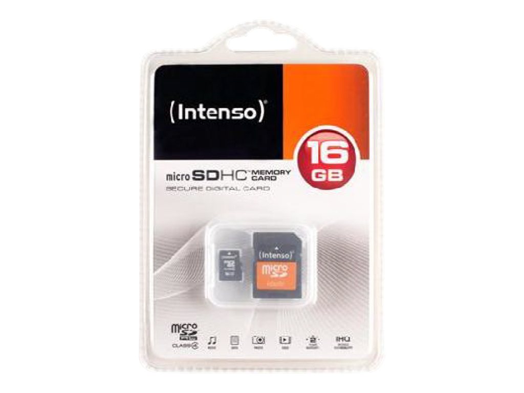 Intenso Micro SD Card w/ Adapter - 16GB
