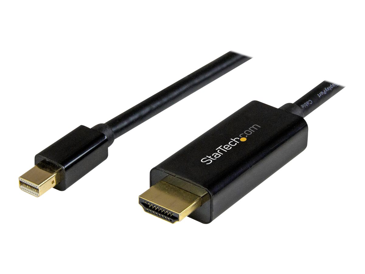 StarTech.com Mini DisplayPort to HDMI Adapter Cable - mDP to HDMI Adapter with Built-in Cable - Black - 5 m (15 ft.) - Ultra HD 4K 30Hz (MDP2HDMM5MB) billede
