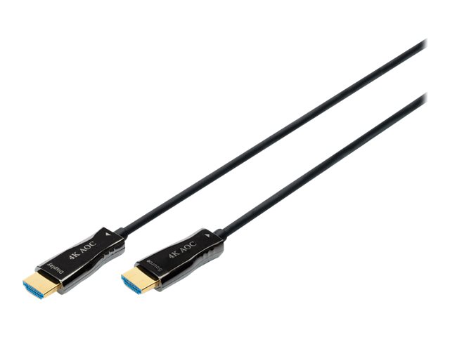 DIGITUS - Premium High Speed - HDMI-kabel med Ethernet - HDMI han til HDMI han - 10 m - dobbelt afskærmet - sort - 4K support, hybrid aktivt optisk kabel