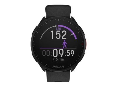 Smartwatch Polar - skridttæller, GPS, 1,2" sort (Ø 45 mm)